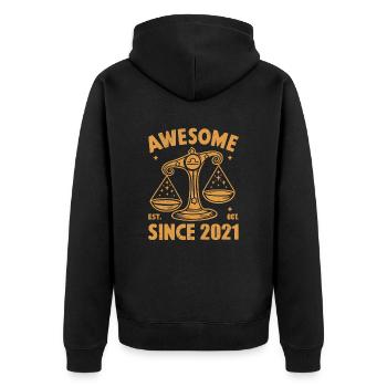 Balance Zodiaque Anniversaire Octobre 2021 Génial - Veste à capuche bio Premium Unisexe - noir - Dos - Nico (187cm)