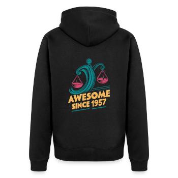 Zodiaque Balance Anniversaire Génial Depuis 1957 - Veste à capuche bio Premium Unisexe - noir - Dos - Nico (187cm)