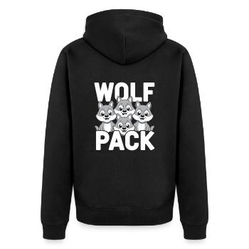 Wolf Group Design Wolf Pack - Unisex Premium Organic Zip Hoodie - black - Back - Nico (187cm)