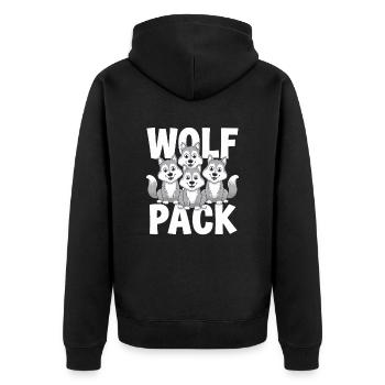 Wolf Group Design Wolf Pack - Unisex Premium Organic Zip Hoodie - black - Back - Nico (187cm)
