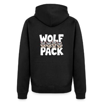 Wolf Group Design Wolf Pack - Unisex Premium Organic Zip Hoodie - black - Back - Nico (187cm)