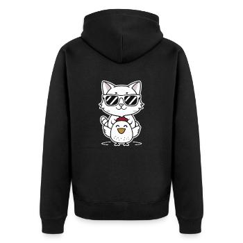 Chat avec des lunettes de soleil sur poulet - Veste à capuche bio Premium Unisexe - noir - Dos - Nico (187cm)