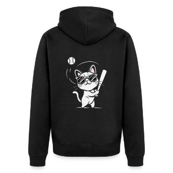 Chat avec des lunettes de soleil jouant au baseball - Veste à capuche bio Premium Unisexe - noir - Dos - Nico (187cm)