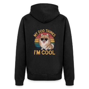 Chien de Poméranie Loulou de Poméranie - Veste à capuche bio Premium Unisexe - noir - Dos - Nico (187cm)