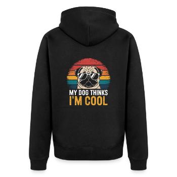 Carlin mon chien pense que je suis cool - Veste à capuche bio Premium Unisexe - noir - Dos - Nico (187cm)