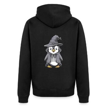 Pingouin mignon en costume de sorcière d’Halloween - Veste à capuche bio Premium Unisexe - noir - Dos - Nico (187cm)