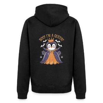 Pingouin Halloween Boo ! Je suis une reine - Veste à capuche bio Premium Unisexe - noir - Dos - Nico (187cm)