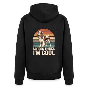 Cavalier Spaniel My Dog Thinks I'm Cool - Unisex Premium Organic Zip Hoodie - black - Back - Nico (187cm)