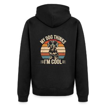 Teckel mon chien pense que je suis cool - Veste à capuche bio Premium Unisexe - noir - Dos - Nico (187cm)