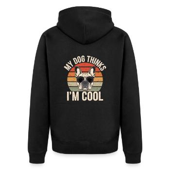Bouledogue français Mon chien pense que je suis cool - Veste à capuche bio Premium Unisexe - noir - Dos - Nico (187cm)