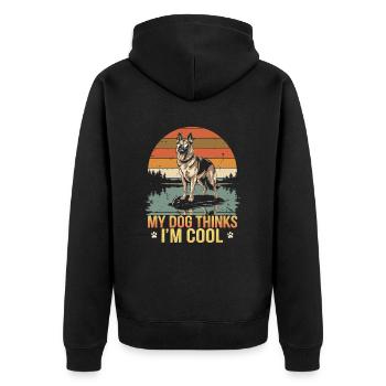 Berger allemand Mon chien pense que je suis cool - Veste à capuche bio Premium Unisexe - noir - Dos - Nico (187cm)
