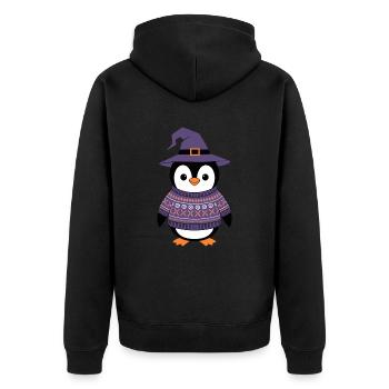 Pingouin mignon Halloween en costume de sorcière - Veste à capuche bio Premium Unisexe - noir - Dos - Nico (187cm)