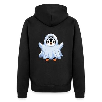 Mignon pingouin Halloween fantôme - Veste à capuche bio Premium Unisexe - noir - Dos - Nico (187cm)