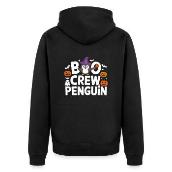 Boo Crew Pinguin Halloween - Unisex Premium Bio Zip Hoodie - Schwarz - Hinten - Nico (187cm)