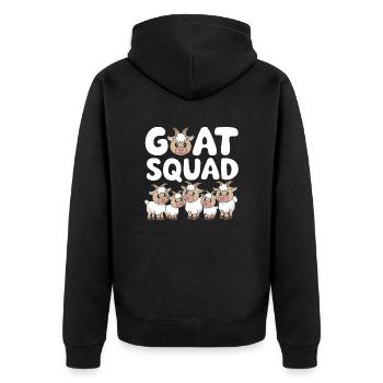 Ziege Gruppen Design Ziege Squad - Unisex Premium Bio Zip Hoodie - Schwarz - Hinten - Nico (187cm)