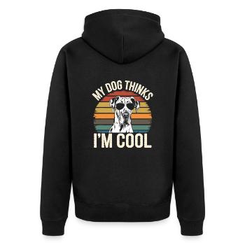 Deutsche Dogge Mein Hund Denkt Das Ich Cool Bin - Unisex Premium Bio Zip Hoodie - Schwarz - Hinten - Nico (187cm)