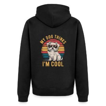 Chien maltais mon chien pense que je suis cool - Veste à capuche bio Premium Unisexe - noir - Dos - Nico (187cm)