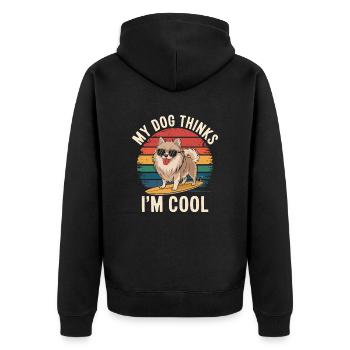 Chien de Poméranie Loulou de Poméranie - Veste à capuche bio Premium Unisexe - noir - Dos - Nico (187cm)