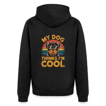 Rottweiler My dog thinks I'm cool - Unisex Premium Organic Zip Hoodie - black - Back - Nico (187cm)