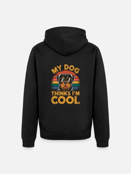Rottweiler Mein Hund Denkt Das Ich Cool Bin - Premium økologisk unisex-hættejakke - sort