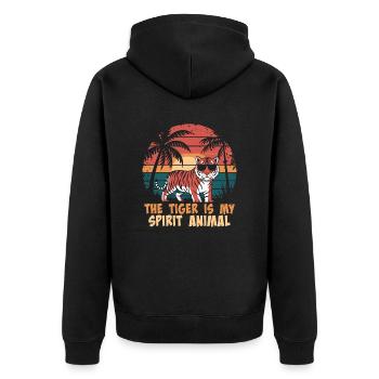 Der Tiger Ist Mein Spiritueller Begleiter - Unisex Premium Bio Zip Hoodie - Schwarz - Hinten - Nico (187cm)