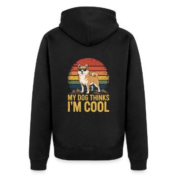 Shiba Inu Mon chien pense que je suis cool - Veste à capuche bio Premium Unisexe - noir - Dos - Nico (187cm)