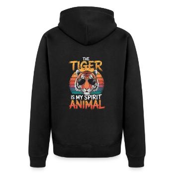 Tiger Ist Mein Spirit Animal - Unisex Premium Bio Zip Hoodie - Schwarz - Hinten - Nico (187cm)