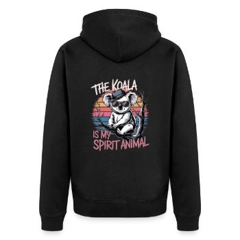 Der Koala Ist Mein Spirit Animal - Unisex Premium Bio Zip Hoodie - Schwarz - Hinten - Nico (187cm)