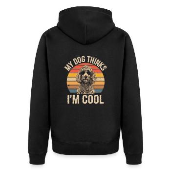 Poodle my dog thinks I'm cool - Unisex Premium Organic Zip Hoodie - black - Back - Nico (187cm)
