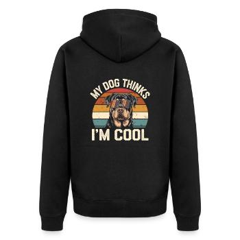 Rottweiler My dog thinks I'm cool - Unisex Premium Organic Zip Hoodie - black - Back - Nico (187cm)