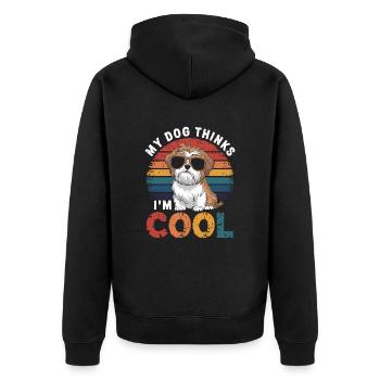 Shi shitzu mon chien pense que je suis cool - Veste à capuche bio Premium Unisexe - noir - Dos - Nico (187cm)