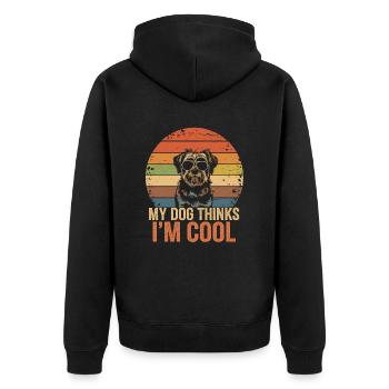 Shi shitzu mon chien pense que je suis cool - Veste à capuche bio Premium Unisexe - noir - Dos - Nico (187cm)