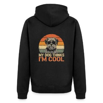 Shi shitzu mon chien pense que je suis cool - Veste à capuche bio Premium Unisexe - noir - Dos - Nico (187cm)