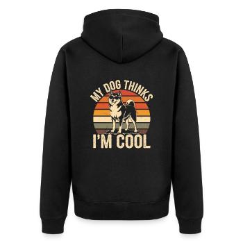 Shiba Inu Mon chien pense que je suis cool - Veste à capuche bio Premium Unisexe - noir - Dos - Nico (187cm)
