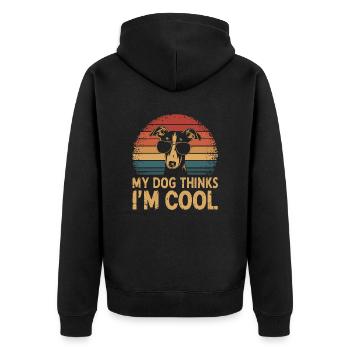 Whippet Mein Hund Denkt Das Ich Cool Bin - Unisex Premium Bio Zip Hoodie - Schwarz - Hinten - Nico (187cm)
