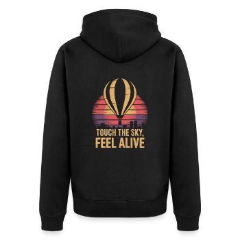 Hot Air Balloon Touch The Sky Feel Alive - Unisex Premium Organic Zip Hoodie - black - Back - Nico (187cm)