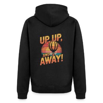 Heißluftballon Inspiration Zitat: Hoch Hinaus und - Unisex Premium Bio Zip Hoodie - Schwarz - Hinten - Nico (187cm)