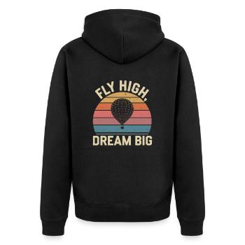 Fly High Dream Big Hot Air Balloon Inspiration - Veste à capuche bio Premium Unisexe - noir - Dos - Nico (187cm)