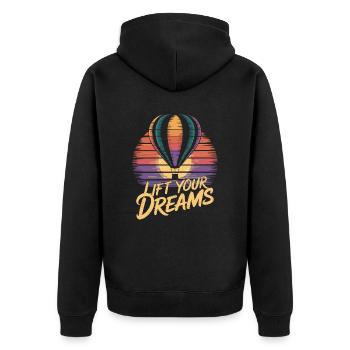 Hot Air Balloon Inspiration Quote - Lift Your - Unisex Premium Organic Zip Hoodie - black - Back - Nico (187cm)