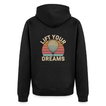 Lift Your Dreams - Hot Air Balloon Inspiration - Unisex Premium Organic Zip Hoodie - black - Back - Nico (187cm)
