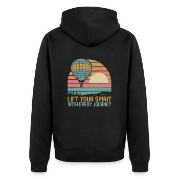 Hot Air Balloon Inspirational Message - Lift Your - Unisex Premium Organic Zip Hoodie - black - Back - Nico (187cm)