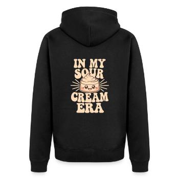 In My Sour Cream Era - Sour Cream Food Sauce Lover - Unisex Premium Bio Zip Hoodie - Schwarz - Hinten - Nico (187cm)