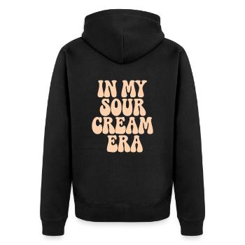 In Meiner Sour Cream Ära - Sauerrahm Food Sauce - Unisex Premium Bio Zip Hoodie - Schwarz - Hinten - Nico (187cm)