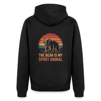 Bär The Bear Is My Spirit Animal - Unisex Premium Organic Zip Hoodie - black - Back - Nico (187cm)