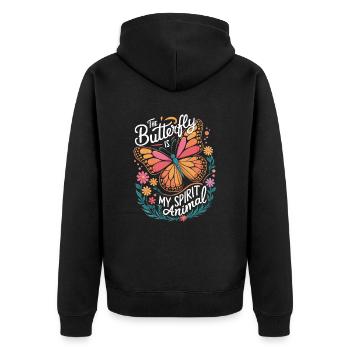 Schmetterling Le papillon est mon animal spirituel - Veste à capuche bio Premium Unisexe - noir - Dos - Nico (187cm)