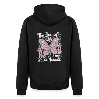 Schmetterling Le papillon est mon animal spirituel - Veste à capuche bio Premium Unisexe - noir - Dos - Nico (187cm)