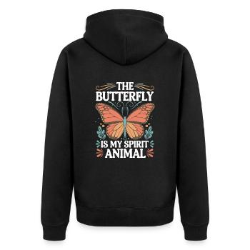 Schmetterling Le papillon est mon animal spirituel - Veste à capuche bio Premium Unisexe - noir - Dos - Nico (187cm)
