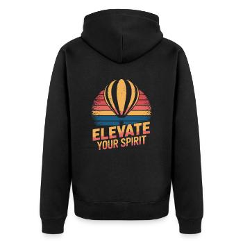 Hot Air Balloon Inspiration Quote Erhebe Deinen - Unisex Premium Bio Zip Hoodie - Schwarz - Hinten - Nico (187cm)