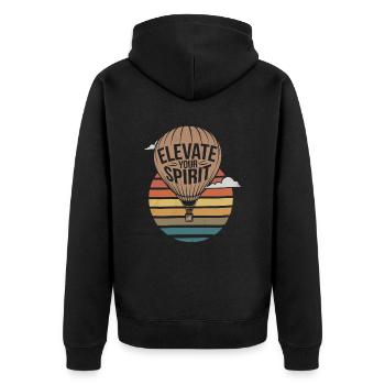 Heißluftballon Inspiration Zitat - Elevate Your - Unisex Premium Bio Zip Hoodie - Schwarz - Hinten - Nico (187cm)