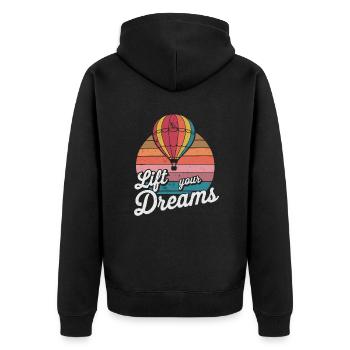 Lift Your Dreams Hot Air Balloon Inspiration Quote - Unisex Premium Organic Zip Hoodie - black - Back - Nico (187cm)